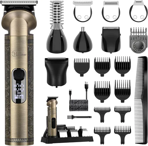 Miniatura 10 de Hatteker Kit de aseo 8 en 1 para hombre, recortadora de hoja en T sin brecha, IPX7 impermeable, juego inalámbrico con cortapelos/recortadora