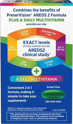 Miniatura 6 de PreserVision AREDS 2 + Multivitamínico, marca #1 recomendada por el oftalmólogo, vitamina ocular 2 en 1 con luteína, zeaxantina, zinc y vitamina C
