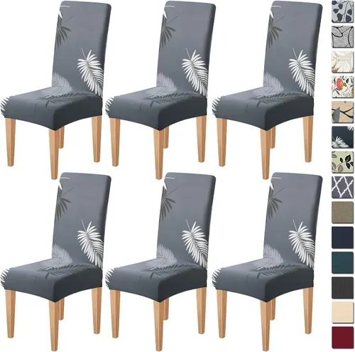 Miniatura 22 de Dioxide Fundas de Silla de Alto Estirar para Sillas de Comedor, Juego de Fundas de Silla de Comedor Lavables de 4, Fundas de Asiento de Silla