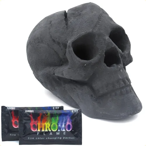 Miniatura 15 de OSKER 3CT Mini Hoguera Calavera con Paquetes de Cambio de Color de Fuego Tronco Cerámico Ignífugo para Hoguera, Fogata, Chimenea, Hoguera