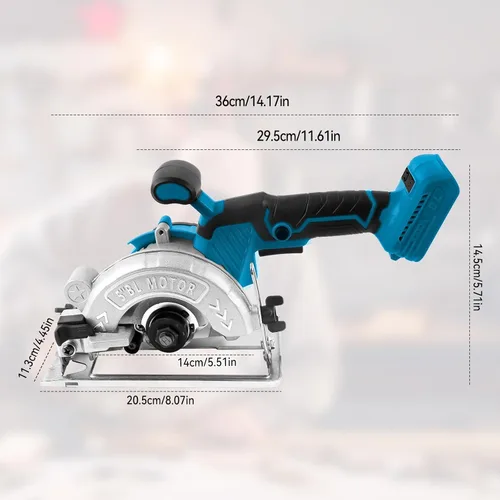 Miniatura 5 de JOJOCY Sierra circular inalámbrica sin escobillas de 5 pulgadas, 6200 RPM, 2 cuchillas de madera, 1 guante de hoja de azulejos, solo herramienta