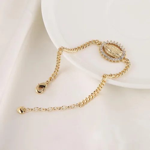 Miniatura 40 de HZMAN Pulsera de cruz con cuentas de rosario virgen de Guadalupe ajustable para mujer, regalo de joyería