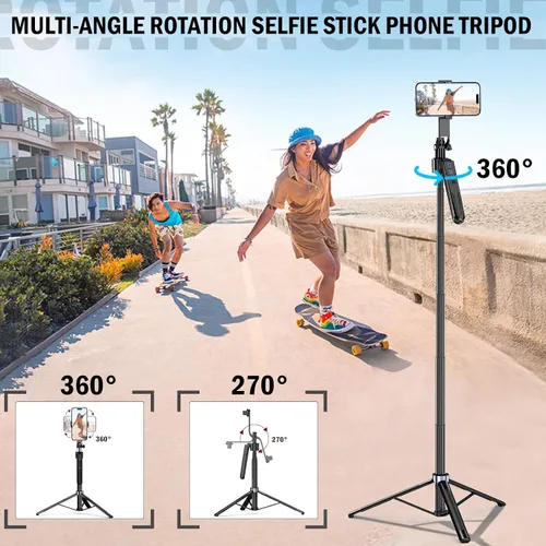 Miniatura 5 de Trípode de seguimiento facial automático con rotación de 360 grados con soporte, soporte para trípode Android y iPhone con control remoto y gestos