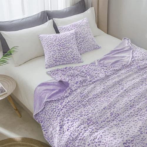 Miniatura 7 de FY FIBER HOUSE Manta de forro polar de franela de microfibra con estampado de guepardo 3D, 90 x 108 pulgadas, púrpura Leopardo morado