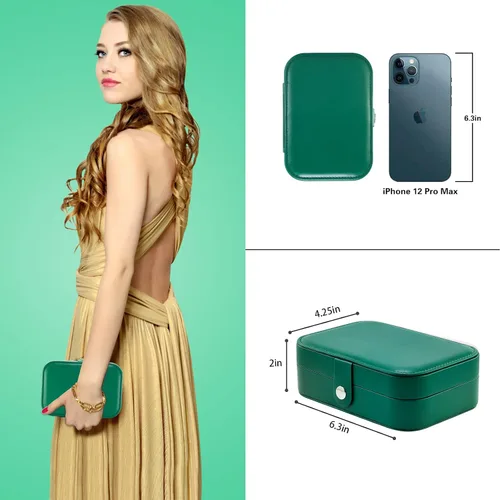 Miniatura 3 de batifine Estuche de joyería de viaje, organizador de joyas pequeño de piel sintética para mujeres y niñas, caja de joyería de viaje de 2 capas