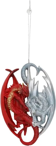 Miniatura 3 de Ebros Gift Anne Stokes - Figura decorativa de árbol de fantasía de dragones, dragones de fuego y hielo, adornos de Halloween o Navidad, escultura
