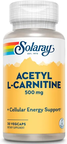 SOLARAY Acetil L-carnitina 500 mg | Energía celular saludable, memoria, estado de ánimo y apoyo cardiovascular | 30 VegCaps