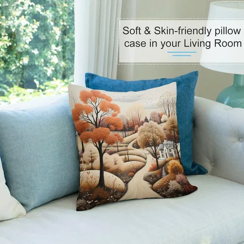 Miniatura 8 de Funda de almohada de paisaje, campo, otoño, otoño, tamaño estándar, otoño, día de Acción de Gracias, cuadrada, suave, doble cara, impresión, funda