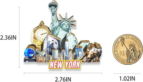 Miniatura 3 de Imán de nevera con imán de Nueva York de Estados Unidos, 3D, monumentos de madera, viajes, coleccionables, recuerdos, decoración hecha a mano