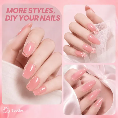 Miniatura 5 de Beetles Esmalte de uñas en gel, 1 unidad de 15 ml/0.5 oz, color natural, esmalte de uñas en gel neutro, color durazno (Peach), esmalte translúcido