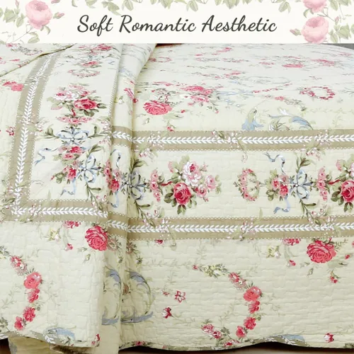 Miniatura 6 de Cozy Line Home Fashions - Juego de ropa de cama reversible de 100% algodón con estampado floral de color caqui, crema y amarillo