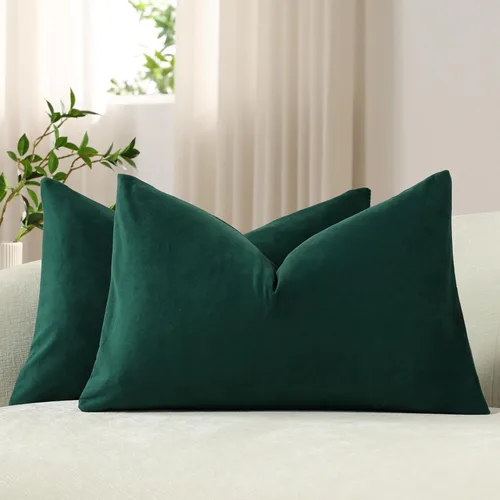 Miniatura 49 de Dezene - 2 fundas decorativas de terciopelo para almohada Hielo de vainilla