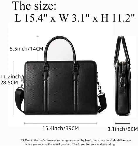Miniatura 2 de Maletines de cuero genuino de 14 pulgadas para hombres bolsa de ordenador portátil con cerradura bolsa de mensajero de negocios
