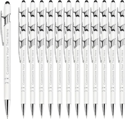 Miniatura 65 de Aolun 108 bolígrafos personalizados al por mayor con stylus grabado, bolígrafos personalizados, metal suave al tacto, grabado de nombre, logotipo