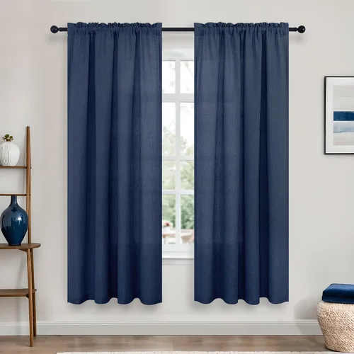 Miniatura 167 de KOUFALL Juego de 2 cortinas de puerta francesa, cortinas de lino para puerta/ventana, cortina transparente boho para cristal lateral delantero
