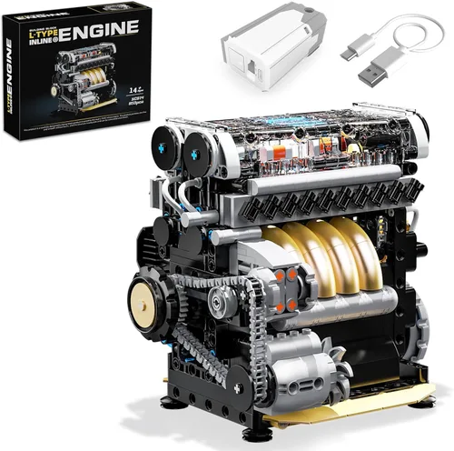 Miniatura 11 de V8 Kit de modelo de motor que funciona, construye tu propio mini motor de automóvil visible, juego de construcción de experimentos de ciencia física