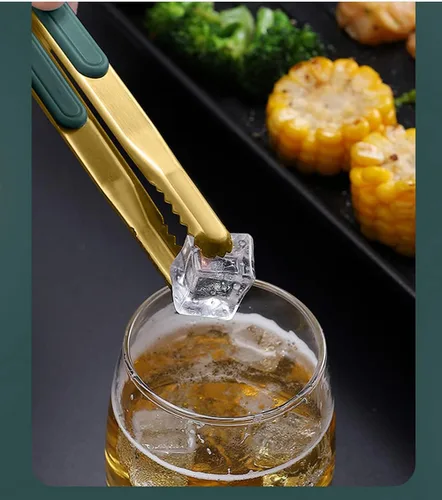 Miniatura 5 de Pinzas para servir alimentos para bufé, pinzas de acero inoxidable dorado, pinzas para servidor, barbacoa, parrilla, paquete de 5