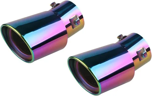 Miniatura 7 de 2 tubos de acero inoxidable para tubo de escape de automóvil, ajuste universal, diámetro de tubo de 1.5 a 2.25 pulgadas (negro, curvado)