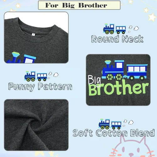 Miniatura 5 de Funnycokid Conjunto de camisetas a juego para hermano mayor, hermano pequeño, ropa de regalo para bebé