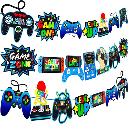 Miniatura 2 de 3 unidades de controlador de videojuegos, decoración de fiesta de video, decoración de cumpleaños para niños y niños, suministros de fiesta