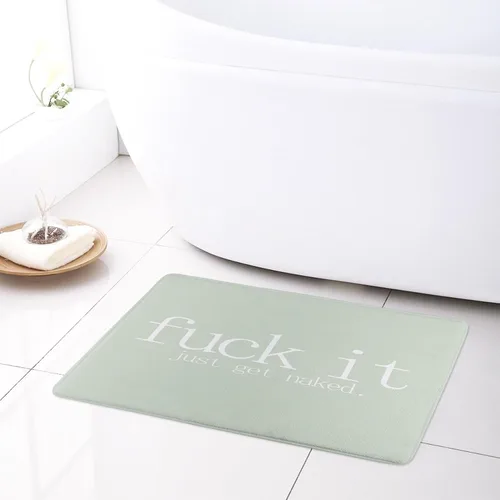 Miniatura 3 de LB Fuck It Get Naked - Juego de cortinas de ducha con alfombras con citas divertidas, cortina de ducha de tela verde salvia con ganchos, juego