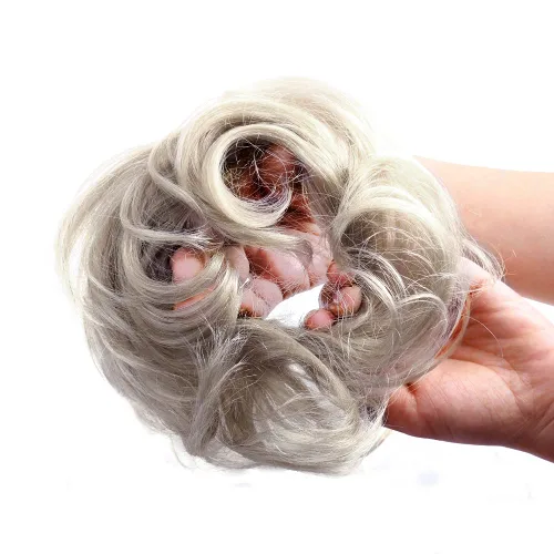Miniatura 15 de Bella Hair - Rodete de extensión de cabello 100 % humano para banda elástica, extensión de cola de caballo ondeada, rizada o desordenada #2 Marrón