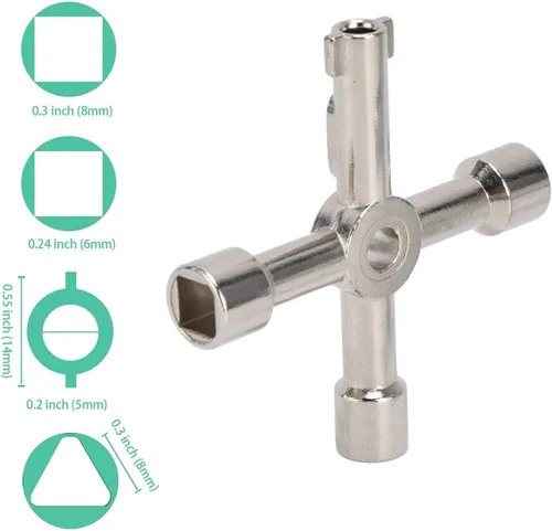 Miniatura 3 de Cyrank Juego de llaves Sillcock de 2 piezas, juego de llaves Sillcock de 4 vías, llave de agua multifuncional, herramienta de reparación