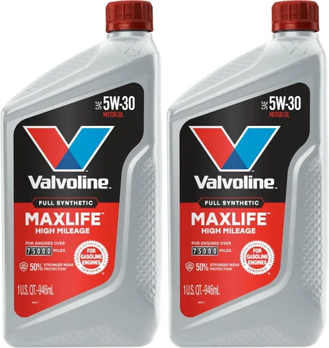 Valvoline - Aceite de motor sintético completo de alto millaje con MaxLife Technology SAE 5W-30, 1 cuarto de galón, paquete de 2