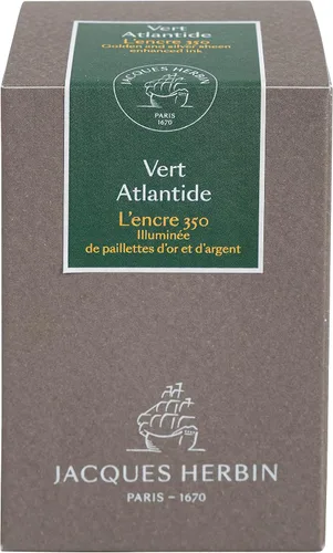 Miniatura 3 de Jacques Herbin - Ref H15139 - Tinta para bolígrafos estilográficos y bolígrafos enrollables - Vert Atlantide - Botella de 1.7 fl oz - 350 aniversario
