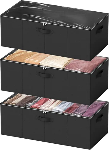Miniatura 10 de SpaceAid Paquete de 3 contenedores de almacenamiento de 10 pulgadas de alto debajo de la cama, cubos organizadores de almacenamiento grandes debajo