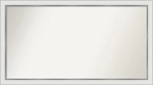 Miniatura 123 de Amanti Art Espejo de baño blanco para sobre el fregadero, 30 x 35 pulgadas, espejo de tocador rectangular estrecho de Eva de oro blanco, marco