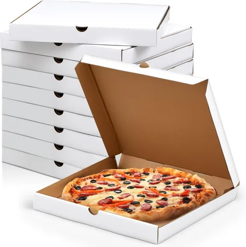 Miniatura 8 de Fullhawl 10 cajas de pizza de 14 x 14 pulgadas, caja de pizza corrugada marrón, resistente a la grasa, cajas de embalaje para tartas caseras