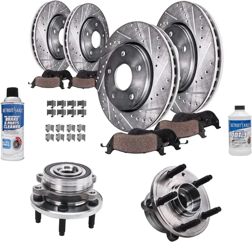 Miniatura 46 de Detroit Axle - Kit de freno delantero para Ford Explorer Mercury Mountaineer 2002-2005 Bujes de rodamiento de rueda perforados y ranurados rotores