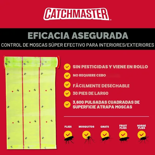 Miniatura 3 de Catchmaster Trampa Adhesiva Gigante para Moscas 1 Paquete 9 Metros Cada Una, Trampas Adhesivas para Moscas al Aire Libre, Atrapador de Insectos