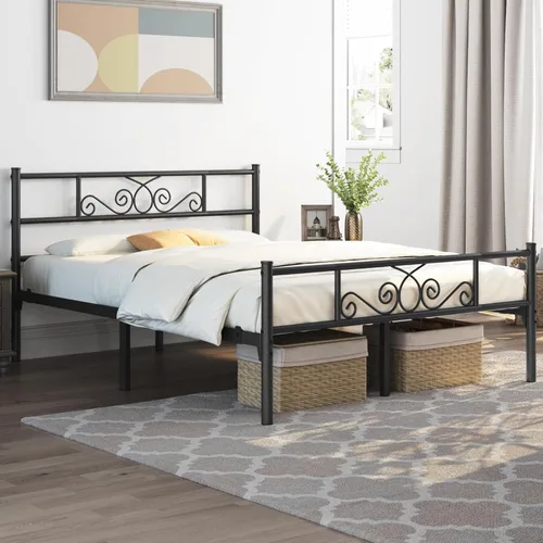 Miniatura 3 de Topeakmart Base de cama de metal clásico negro de 13 pulgadas con cabecero, base de colchón, cama de plataforma, base de cama con listones