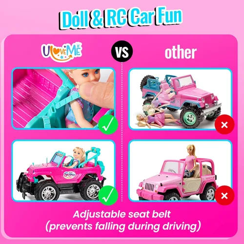 Miniatura 3 de ULOVEME Autos RC - Auto a control remoto con muñeca de 5.5 pulgadas para niñas, autos RC Je ep de 2.4 GHz - Coches de juguete de control simple