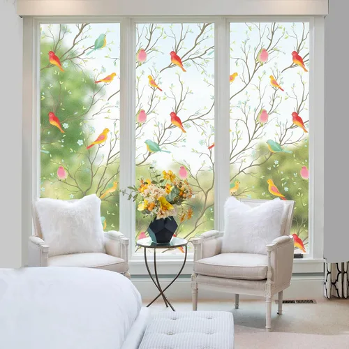 Miniatura 8 de Coavas - Película de privacidad para ventana no adhesiva, película translúcida de aves para ventana, película estática, adhesivos de ventana