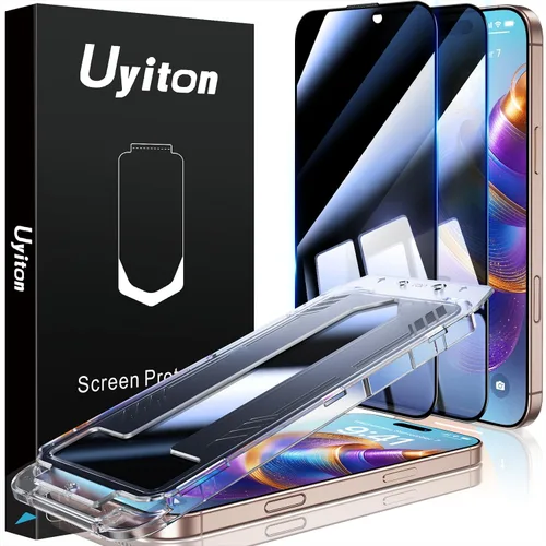 Miniatura 11 de Uyiton Protector de pantalla compatible con iPhone 17 Pro (antiluz azul), fácil de instalar, cobertura completa inastillable, compatible con fundas
