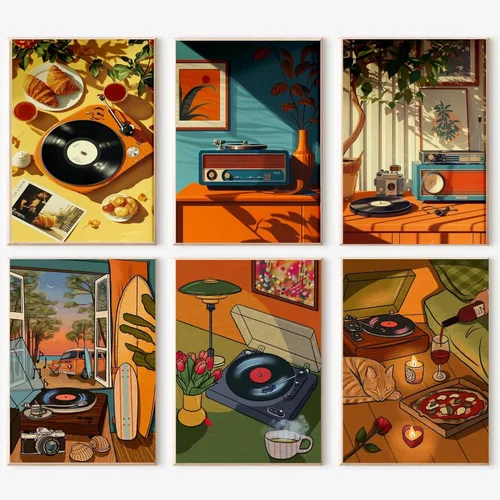 Miniatura 13 de cupmod Paquete de 6 kits de pintura por números para adultos principiantes, Número Boho Acrílico Fácil, DIY Números de Acuarela en Lienzo Sin Marco