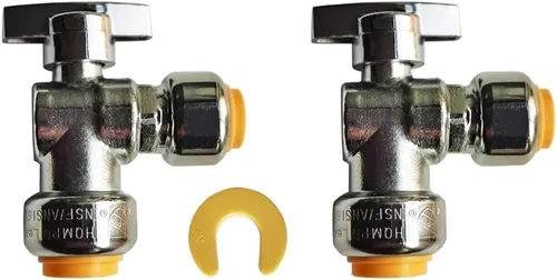 Miniatura 7 de HQMPC Válvula de parada angular, 1/2 pulgada Ptc x 1/2 pulgada sin compresión de plomo, válvula de agua de cierre de ángulo con clip de desconexión