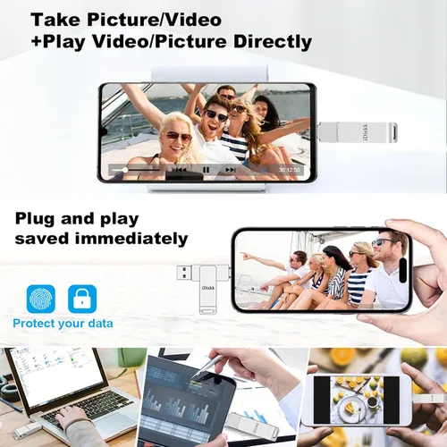 Miniatura 9 de App-le Certificado Mfi 128GB iDiskk iPhone Flash Drive, para Fotos y Videos, Stick de Fotos, Flash Drive para iPad, Almacenamiento USB para iPhone