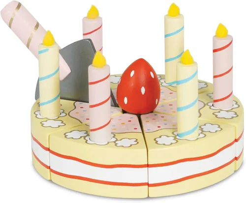 Le Toy Van - Honeybake - Juguete de madera de vainilla para niños, pastel de cumpleaños, comida de simulación, perfecto para juegos de roles de