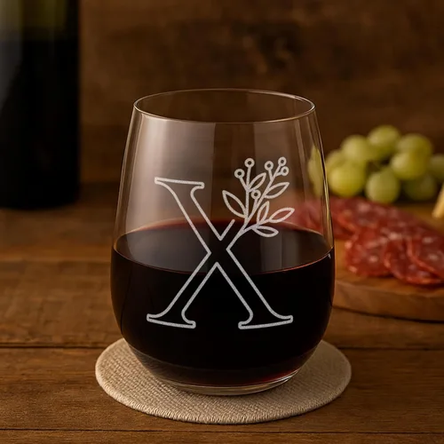 Miniatura 24 de On The Rox Drinks Regalos con monograma para mujeres y hombres – Letra A-Z inicial grabada monograma copa de vino sin tallo, regalo de vino