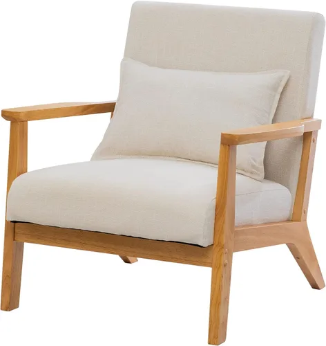 Miniatura 8 de UNICOO - Silla decorativa moderna de mediados de siglo, sillón de lectura de tela, fácil montaje, sillón para sala de estar y dormitorio