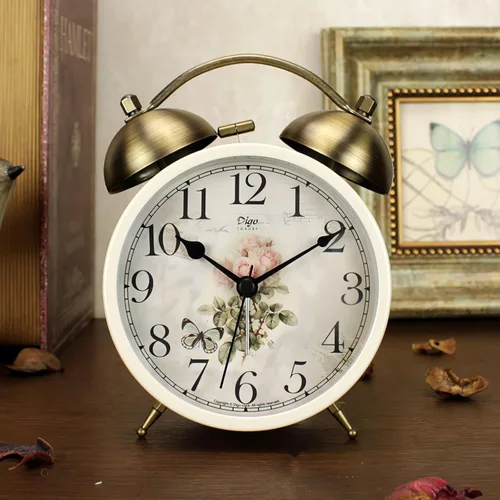 Miniatura 6 de Maxspace Reloj despertador de campana doble de 4 pulgadas, reloj despertador analógico retro de cuarzo silencioso sin tictac con luz nocturna, reloj