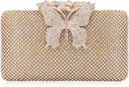 Miniatura 17 de Dexmay - Bolso de noche para mujer con cierre de mariposa y diamantes de imitación