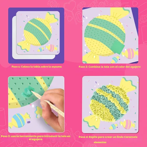 Miniatura 5 de jackinthebox Poke Poke Art para niños - Tema Candyland, Arte y Manualidades de tela sin desorden, Kits de prensado de flores, regalo para niños