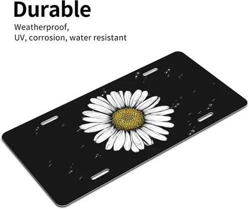 Miniatura 6 de Placa de matrícula retro Daisy, placa de matrícula delantera decorativa para el auto, placas de matrícula novedosas de aluminio, etiqueta de a-5
