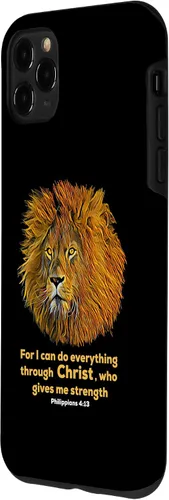 Miniatura 2 de Funda para iPhone 11 Pro Max Filipenses 4:13 con versículo de la Biblia cristiana, regalo de león cristiano