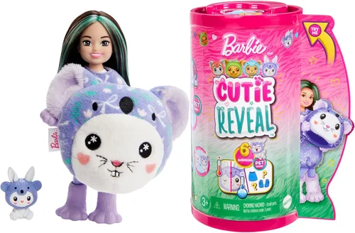 Miniatura 9 de Muñeca Barbie Cutie Reveal Chelsea y accesorios, disfraz de peluche de animal y 6 sorpresas que incluyen cambio de color, gatito como panda rojo